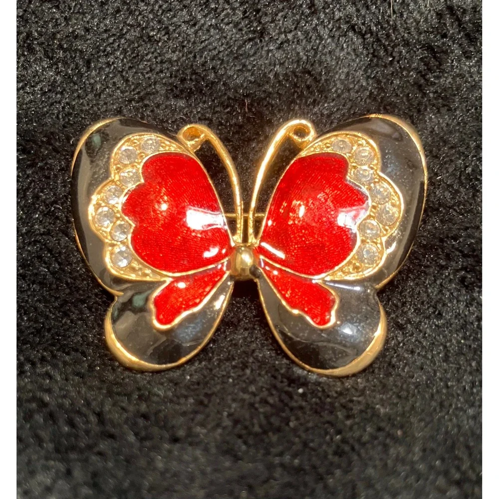 Butterfly Brooch Lot Womens Multicolor Rhinestone Enamel Filigree